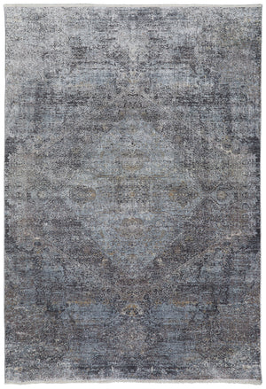 Homeroots 5' X 7' Gray And Silver Abstract Power Loom Worn Faded Area Rug Gray Viscose 566330