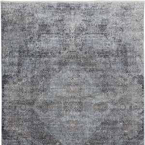 Homeroots 7' X 10' Gray And Silver Abstract Power Loom Worn Faded Area Rug Gray Viscose 566331