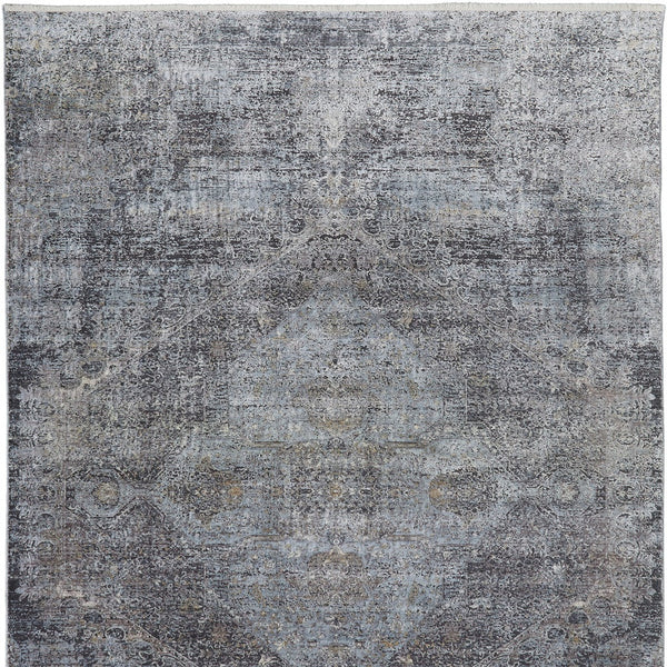 Homeroots 7' X 10' Gray And Silver Abstract Power Loom Worn Faded Area Rug Gray Viscose 566331