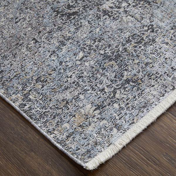 Homeroots 8' X 10' Gray And Silver Abstract Power Loom Worn Faded Area Rug Gray Viscose 566332