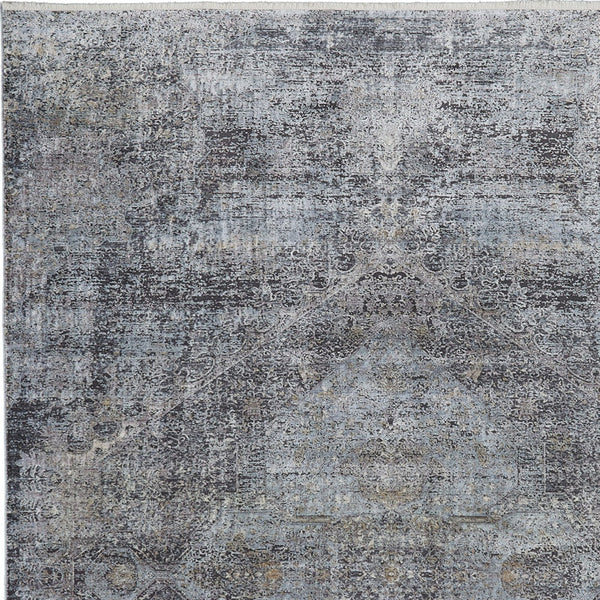 Homeroots 8' X 10' Gray And Silver Abstract Power Loom Worn Faded Area Rug Gray Viscose 566332