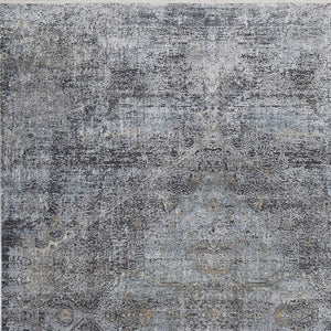 Homeroots 9' X 13' Gray And Silver Abstract Power Loom Worn Faded Area Rug Gray Viscose 566333