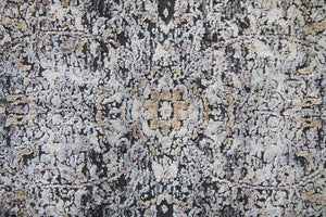 Homeroots 8' Gray And Silver Abstract Power Loom Worn Faded Runner Rug Gray Viscose 566335
