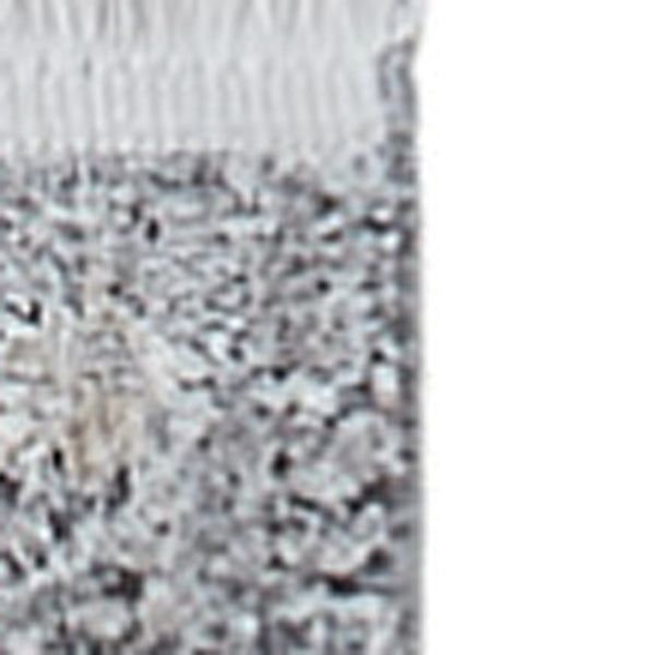 Homeroots 12' Gray And Silver Abstract Power Loom Worn Faded Runner Rug Gray Viscose 566336