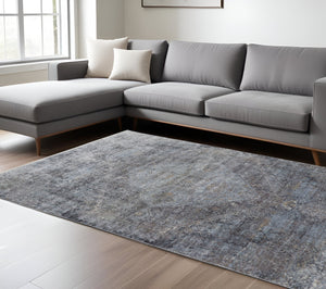 Homeroots 12' X 15' Abstract Distressed Area Rug - Luxurious Texture, Stylish Design, Perfect For Any Room Gray Viscose 566337