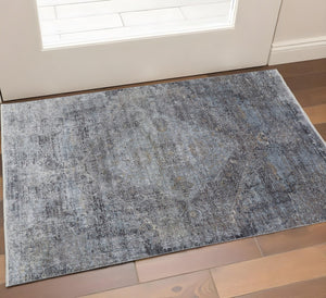 HomeRoots 4' Abstract Power Loomed Area Rug in Gray and Silver - Timeless Design for Modern Spaces 2' X 3' 566338