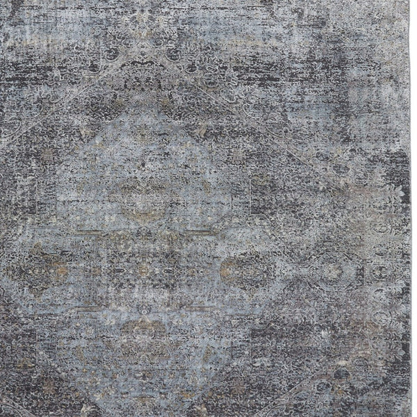 Homeroots 12' X 15' Abstract Distressed Area Rug - Luxurious Texture, Stylish Design, Perfect For Any Room Gray Viscose 566338