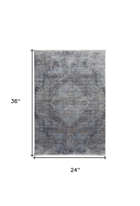 Homeroots 12' X 15' Abstract Distressed Area Rug - Luxurious Texture, Stylish Design, Perfect For Any Room Gray Viscose 566338