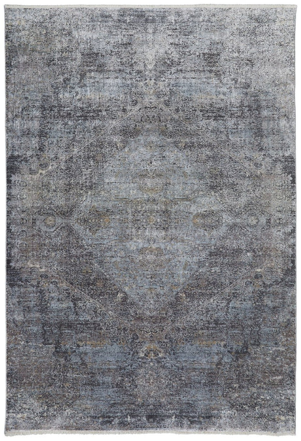 HomeRoots 4' Abstract Power Loomed Area Rug in Gray and Silver - Timeless Design for Modern Spaces 2' X 3' 566338