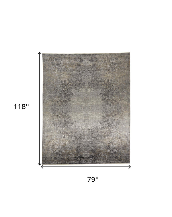 Homeroots 7' X 10' Tan And Gray Oriental Power Loom Worn Faded Area Rug Gray Viscose 566341