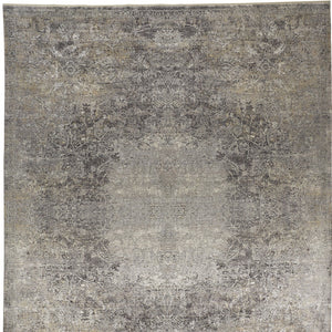 Homeroots 9' X 13' Tan And Gray Oriental Power Loom Worn Faded Area Rug Gray Viscose 566343
