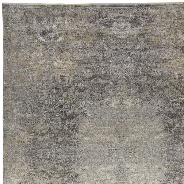 Homeroots 9' X 13' Tan And Gray Oriental Power Loom Worn Faded Area Rug Gray Viscose 566343