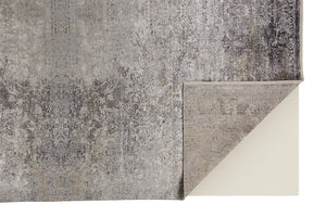 Homeroots 8' Gray And Ivory Oriental Power Loom Worn Faded Runner Rug Gray Viscose 566345