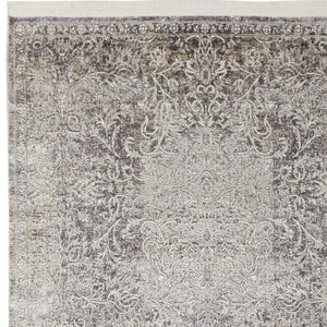 Homeroots 8' Gray And Ivory Oriental Power Loom Worn Faded Runner Rug Gray Viscose 566345