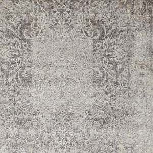 Homeroots 8' Gray And Ivory Oriental Power Loom Worn Faded Runner Rug Gray Viscose 566345
