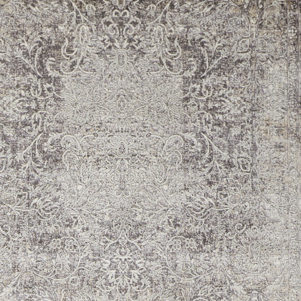 Homeroots 8' Gray And Ivory Oriental Power Loom Worn Faded Runner Rug Gray Viscose 566345