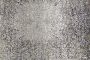 Homeroots 12' Gray And Ivory Oriental Power Loom Worn Faded Runner Rug Gray Viscose 566346