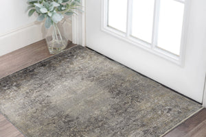 Homeroots 2' X 3' Tan And Gray Oriental Power Loom Worn Faded Area Rug Gray Viscose 566348