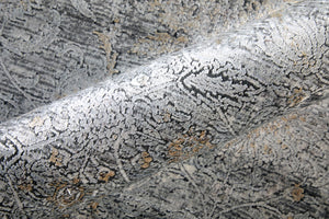 Homeroots 8' Gray And Silver Damask Power Loom Worn Faded Runner Rug Gray Viscose 566354