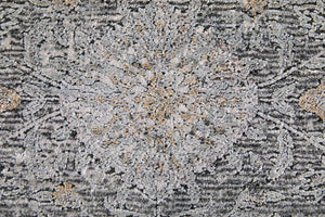 Homeroots 2' X 3' Gray And Silver Damask Power Loom Worn Faded Area Rug Gray Viscose 566358