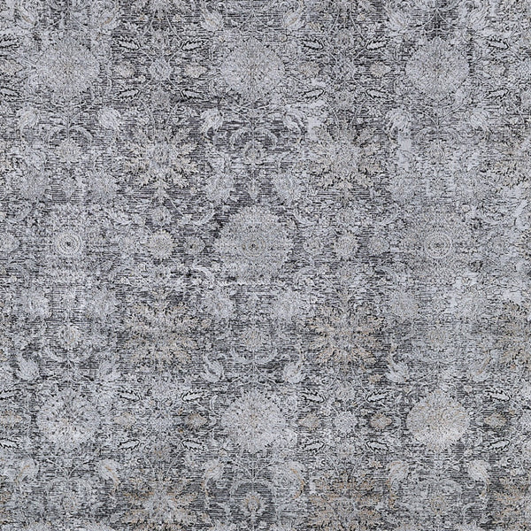 Homeroots 2' X 3' Gray And Silver Damask Power Loom Worn Faded Area Rug Gray Viscose 566358