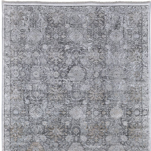 Homeroots 2' X 3' Gray And Silver Damask Power Loom Worn Faded Area Rug Gray Viscose 566358