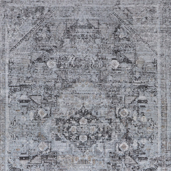 HomeRoots 4' Luxurious Gray and Silver Oriental Area Rug - Vintage Style, Durable Power Loom Construction 4' X 5' 566359