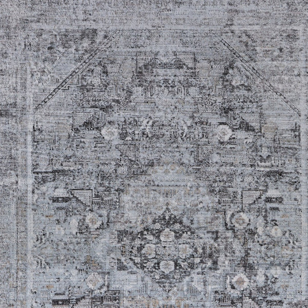 HomeRoots 4' Luxurious Gray and Silver Oriental Area Rug - Vintage Style, Durable Power Loom Construction 5' X 7' 566360