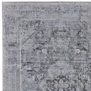 HomeRoots 4' Luxurious Gray and Silver Oriental Area Rug - Vintage Style, Durable Power Loom Construction 7' X 10' 566361