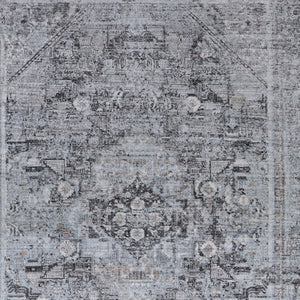 HomeRoots 4' Luxurious Gray and Silver Oriental Area Rug - Vintage Style, Durable Power Loom Construction 8' X 10' 566362