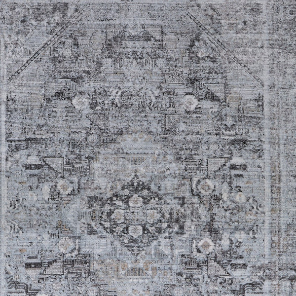 HomeRoots 4' Luxurious Gray and Silver Oriental Area Rug - Vintage Style, Durable Power Loom Construction 8' X 10' 566362