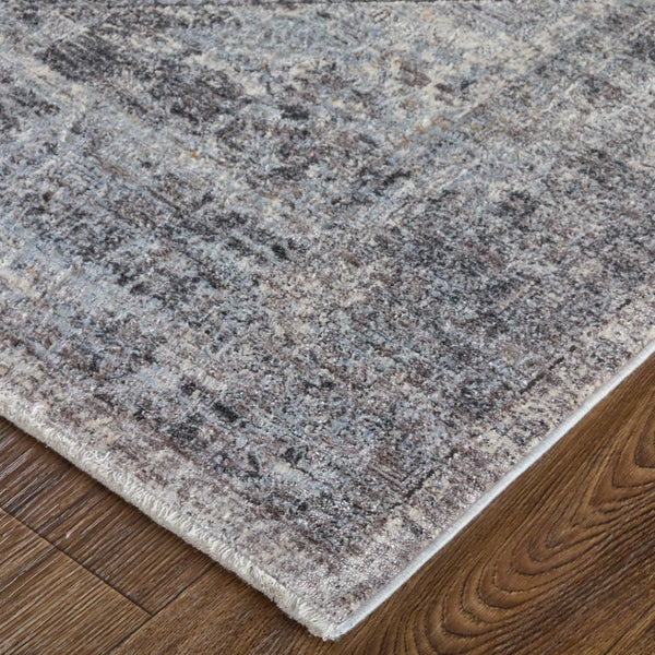 HomeRoots 4' Luxurious Gray and Silver Oriental Area Rug - Vintage Style, Durable Power Loom Construction 12' Runner 566366