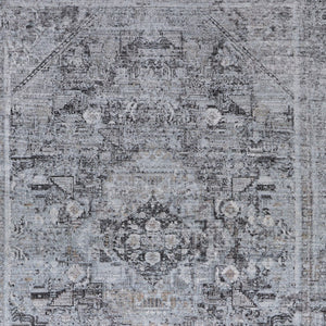 HomeRoots 4' Luxurious Gray and Silver Oriental Area Rug - Vintage Style, Durable Power Loom Construction 12' X 15' 566367