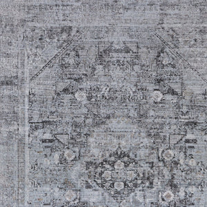 HomeRoots 4' Luxurious Gray and Silver Oriental Area Rug - Vintage Style, Durable Power Loom Construction 2' X 3' 566368