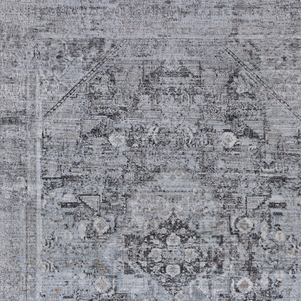 HomeRoots 4' Luxurious Gray and Silver Oriental Area Rug - Vintage Style, Durable Power Loom Construction 2' X 3' 566368