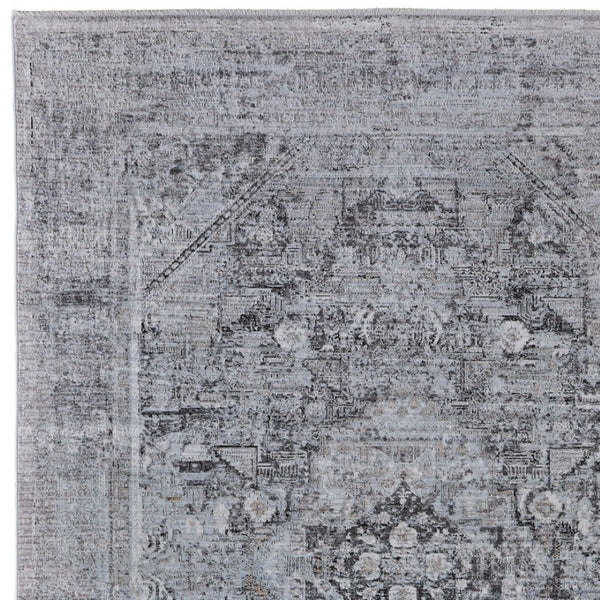 HomeRoots 4' Luxurious Gray and Silver Oriental Area Rug - Vintage Style, Durable Power Loom Construction 2' X 3' 566368