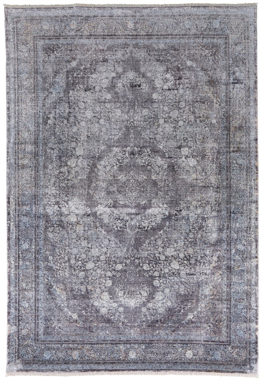 HomeRoots 4' Timeless Gray and Silver Oriental Area Rug - Vintage Charm for High-Traffic Spaces and Decor 4' X 5' 566369