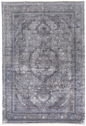Homeroots 5' X 7' Gray And Silver Oriental Power Loom Worn Faded Area Rug Gray Viscose 566370