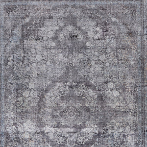 Homeroots 5' X 7' Gray And Silver Oriental Power Loom Worn Faded Area Rug Gray Viscose 566370