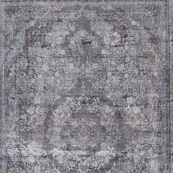 Homeroots 5' X 7' Gray And Silver Oriental Power Loom Worn Faded Area Rug Gray Viscose 566370