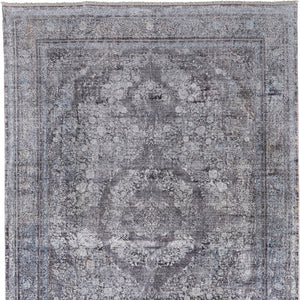 Homeroots 7' X 10' Gray And Silver Oriental Power Loom Worn Faded Area Rug Gray Viscose 566371