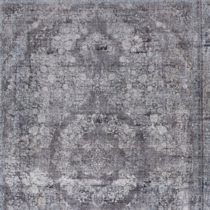 Homeroots 8' X 10' Gray And Silver Oriental Power Loom Worn Faded Area Rug Gray Viscose 566372