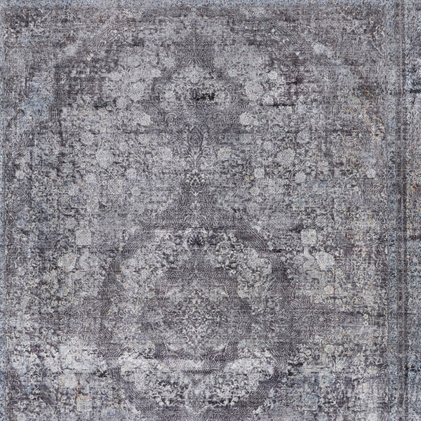 Homeroots 8' X 10' Gray And Silver Oriental Power Loom Worn Faded Area Rug Gray Viscose 566372