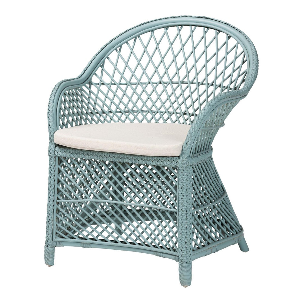 English Elm Bohemian Natural Rattan Accent Chair Braided Frame with Cushioned Enveloping Seat B2750P467784