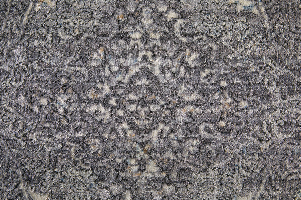 Homeroots 8' Gray And Silver Oriental Power Loom Worn Faded Runner Rug Gray Viscose 566375