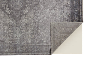 Homeroots 12' X 15' Gray And Silver Oriental Power Loom Worn Faded Area Rug Gray Viscose 566377