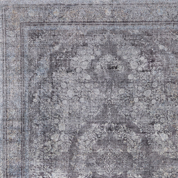 Homeroots 12' X 15' Gray And Silver Oriental Power Loom Worn Faded Area Rug Gray Viscose 566377