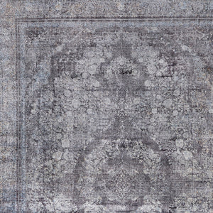 Homeroots 2' X 3' Gray And Silver Oriental Power Loom Worn Faded Area Rug Gray Viscose 566378