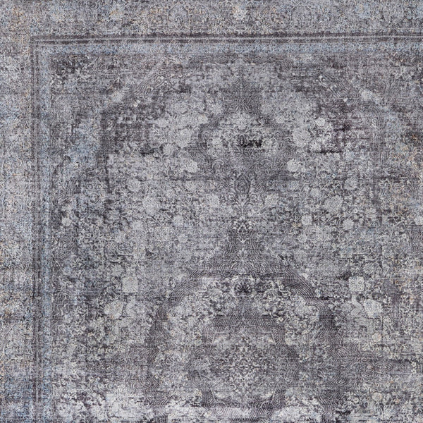 Homeroots 2' X 3' Gray And Silver Oriental Power Loom Worn Faded Area Rug Gray Viscose 566378