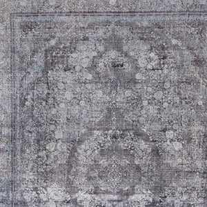 Homeroots 2' X 3' Gray And Silver Oriental Power Loom Worn Faded Area Rug Gray Viscose 566378